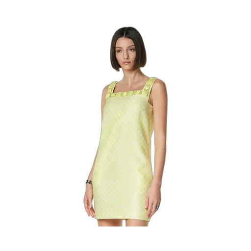 Embellished Check-Pattern Dress