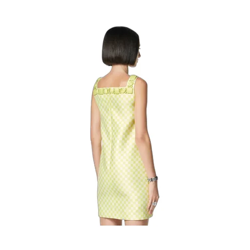 Embellished Check-Pattern Dress