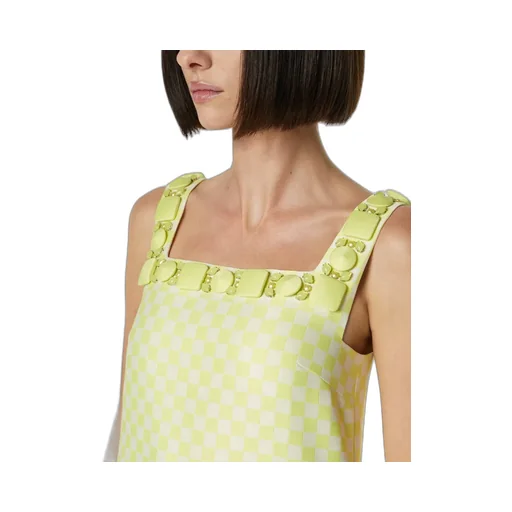 Embellished Check-Pattern Dress