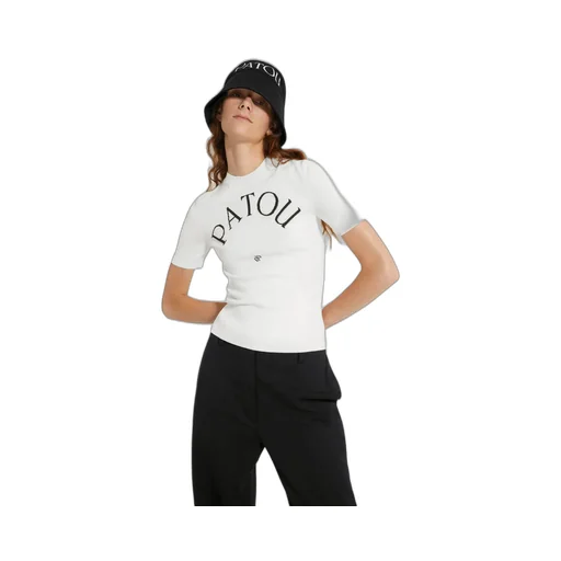 Patou Logo Intarsia Short-Sleeve Knit Top