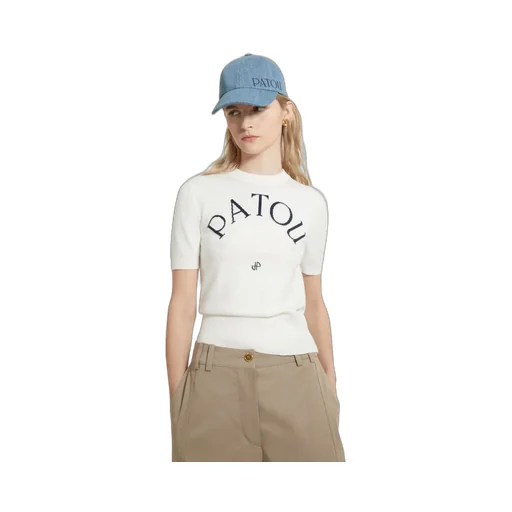 Patou Logo Intarsia Short-Sleeve Knit Top
