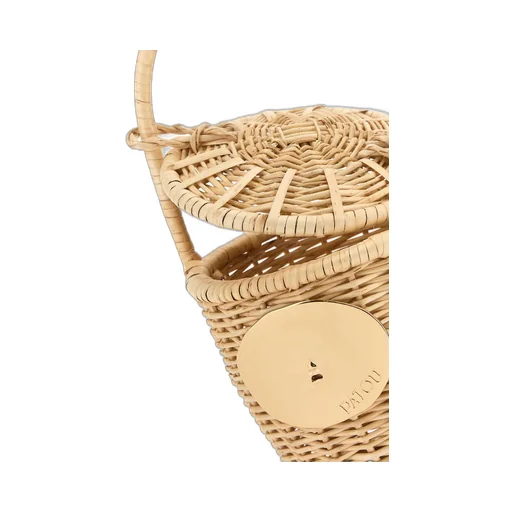 Patou Logo Plaque Woven Bucket Bag
