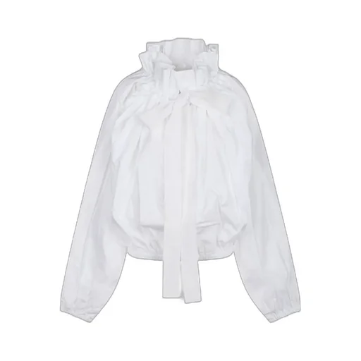 Patou Puff-Sleeved Ruffled Poplin Blouse