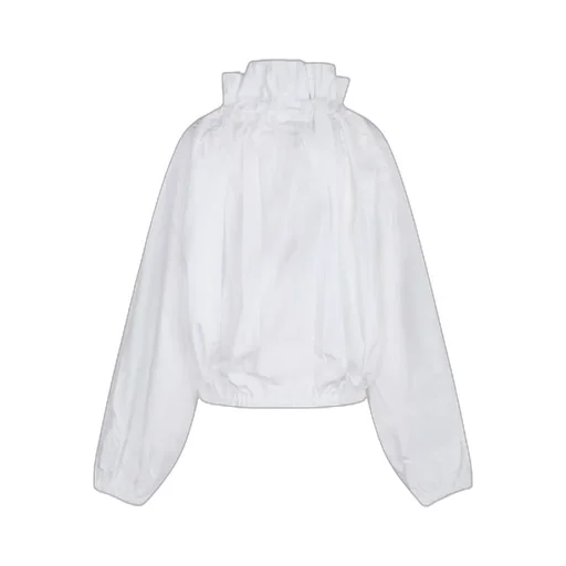 Patou Puff-Sleeved Ruffled Poplin Blouse