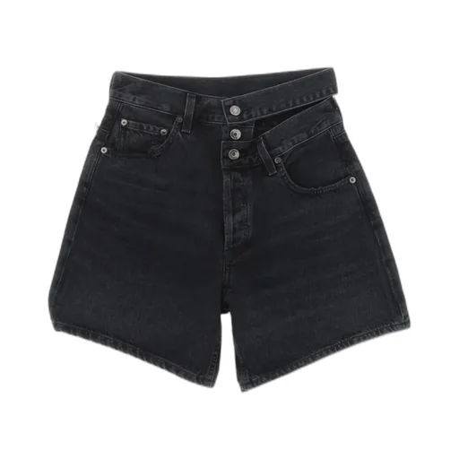 Agolde Cut Out Detailed Denim Shorts