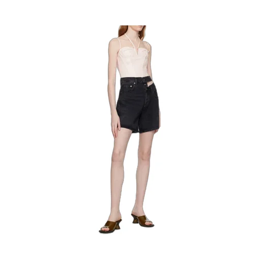 Agolde Cut Out Detailed Denim Shorts
