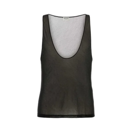 Saint Laurent Semi-Sheer Sleeveless Tank Top