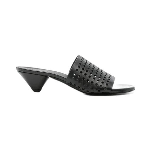 50Mm Perforated Leather Mules
