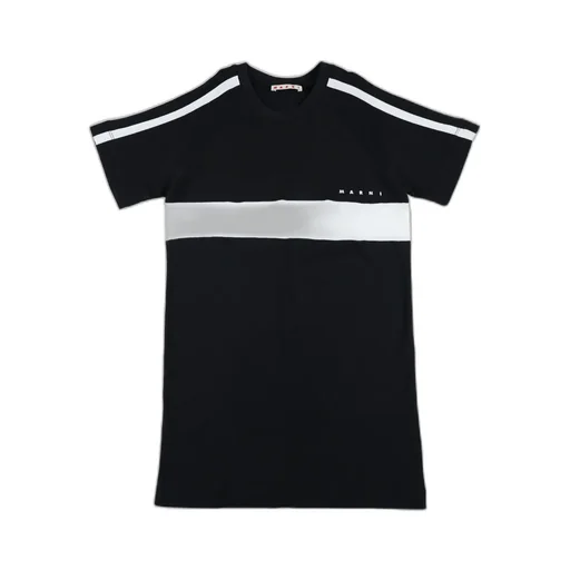 Marni Kids Logo-Printed Stripe-Detailed T-Shirt Dress