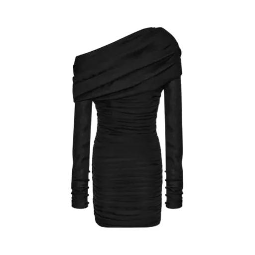 Ruched One-Shoulder Dress In Silk Muslin