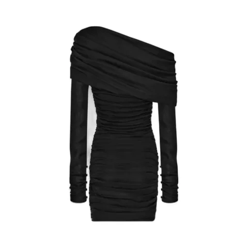 Ruched One-Shoulder Dress In Silk Muslin