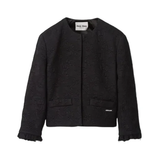 Single-Breasted Matelassé Effect Jacquard Jacket