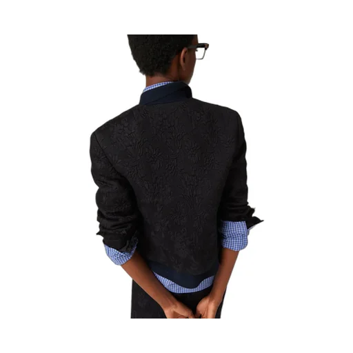 Single-Breasted Matelassé Effect Jacquard Jacket