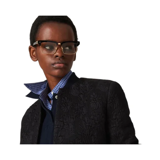 Single-Breasted Matelassé Effect Jacquard Jacket
