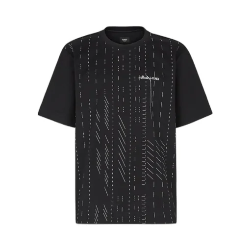 Fendi Logo Embroidered Crewneck T-Shirt