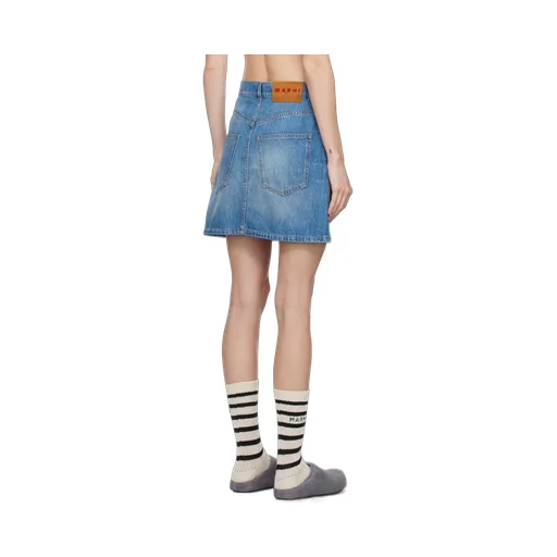 Marni Logo-Patch Denim Mini Skirt