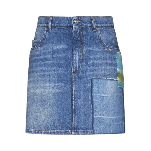 Marni Logo-Patch Denim Mini Skirt