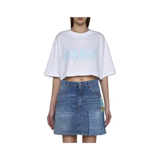Marni Logo-Patch Denim Mini Skirt