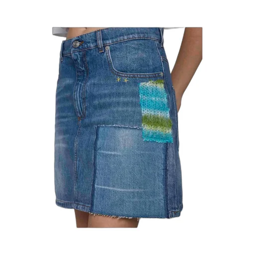 Marni Logo-Patch Denim Mini Skirt