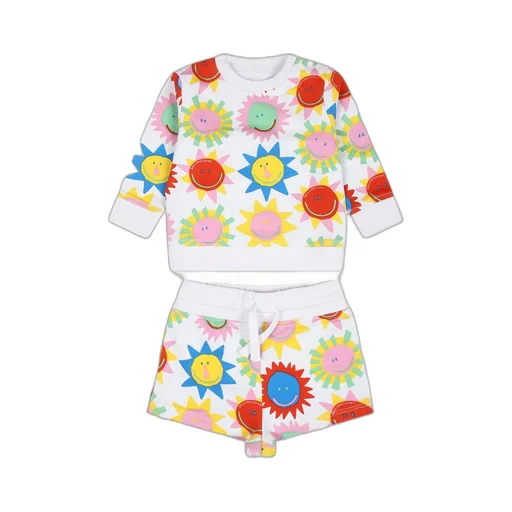Pattern Sweatshirt And Shorts Suit