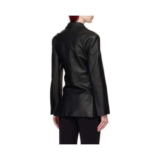 Long-Sleeved Leather Jacket