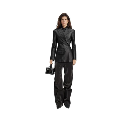 Long-Sleeved Leather Jacket