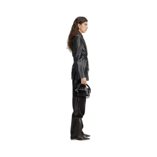 Long-Sleeved Leather Jacket