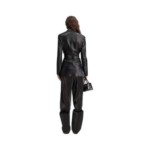 Long-Sleeved Leather Jacket
