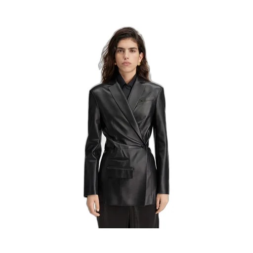 Long-Sleeved Leather Jacket