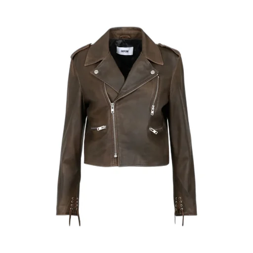 Lapel Long-Sleeved Leather Jacket