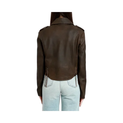 Lapel Long-Sleeved Leather Jacket