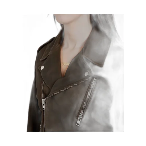 Lapel Long-Sleeved Leather Jacket