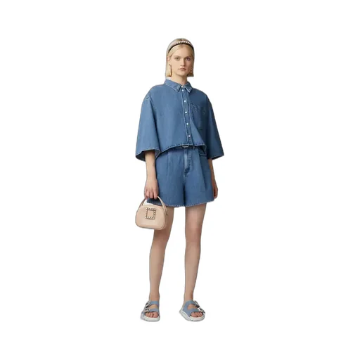 Slidy Viv' Strass Buckle Mules In Denim