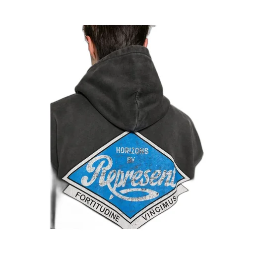 Represent Logo Printed Faded Effect Hoodie