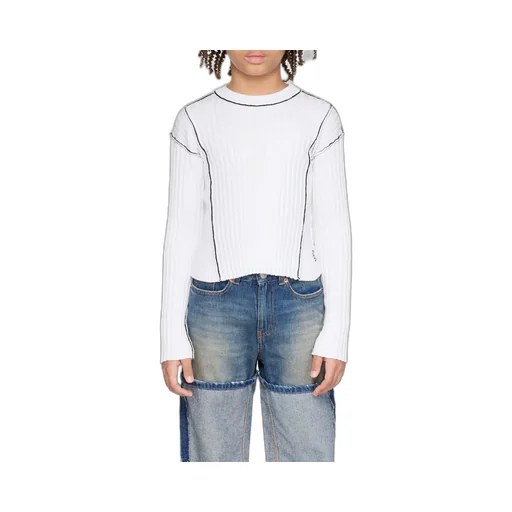 Round-Collar Pin-Pleated Sweater