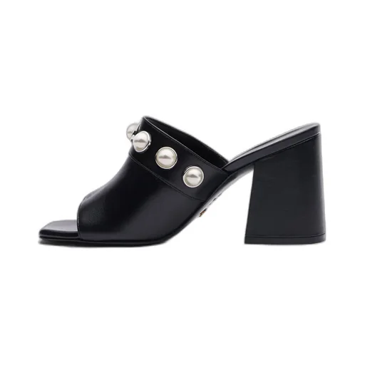 Square-Headed High-Heeled Slippers