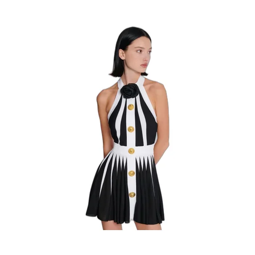 Balmain Rose Detailed Mini Dress