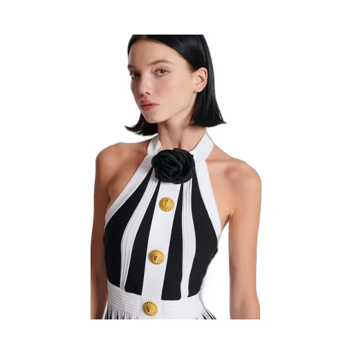 Balmain Rose Detailed Mini Dress