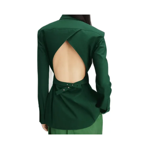 A Shirt With A Pointed Collar And A Bare Back