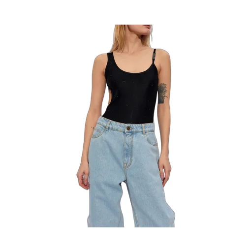 Versace Jeans Couture Logo Buckle Cut-Out Bodysuit
