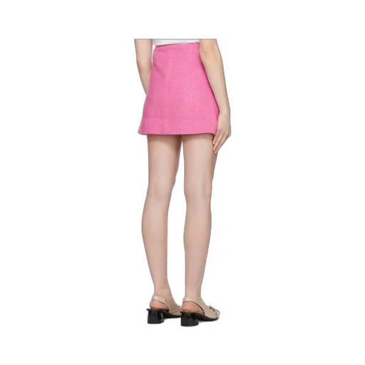 Pink Twill Wool Suiting Mini Skirt