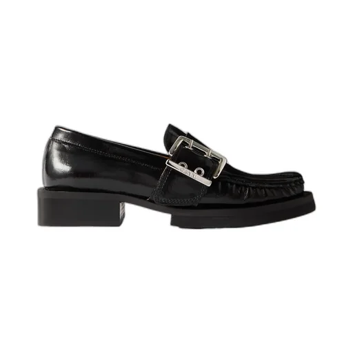 Black Feminine Buckle Loafers
