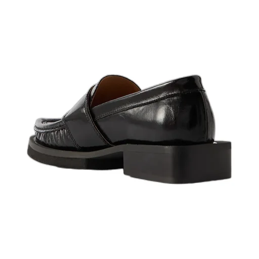 Black Feminine Buckle Loafers