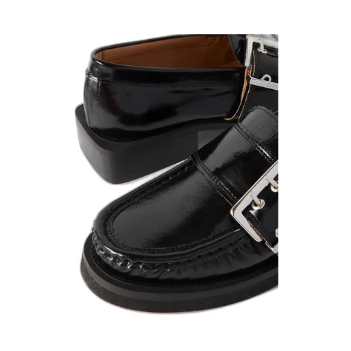 Black Feminine Buckle Loafers