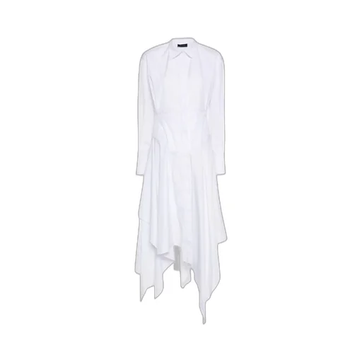Mugler Draped Poplin Midi Dress