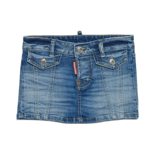 Dsquared2 Kids Logo Embroidered Denim Skirt