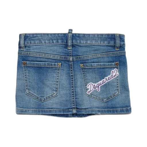 Dsquared2 Kids Logo Embroidered Denim Skirt