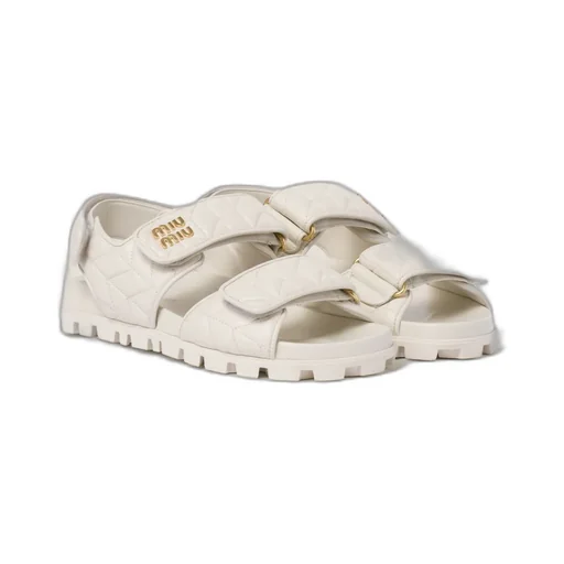 Miu Miu Logo-Lettering Quilted Sandals