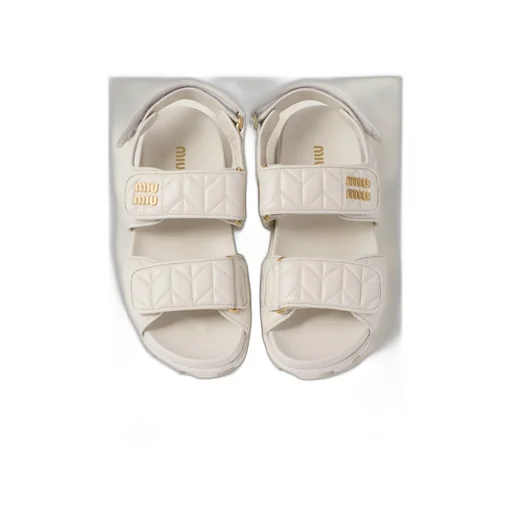 Miu Miu Logo-Lettering Quilted Sandals