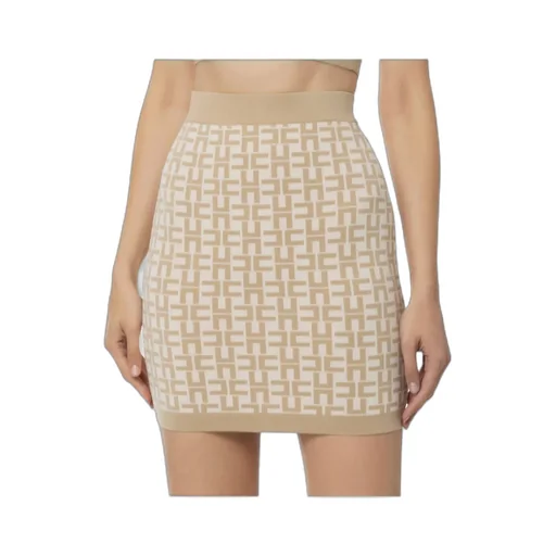 Elisabetta Franchi Monogram-Jacquard Ribbed Mini Skirt
